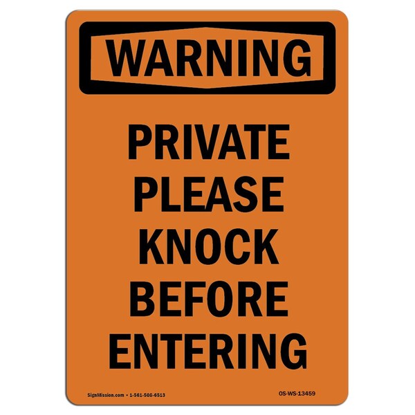 Signmission Safety Sign, OSHA WARNING, 5" Height, Private Please Knock Before Entering, Portrait OS-WS-D-35-V-13459 - main